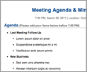 Meeting agenda